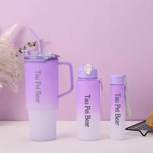 Grand Set 3-<span class=keywords><strong>en</strong></span>-1 Portable Gobelets Dégradés Bouteille d'Eau avec Poignée Tasses à Café Sportives 40 oz Gobelets <span class=keywords><strong>en</strong></span> Plastique pour Voiture - Product Image 1