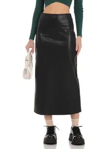 <span class=keywords><strong>Jupe</strong></span> <span class=keywords><strong>longue</strong></span> élégante en similicuir PU noir vintage pour femme, fendue, extensible, coupe <span class=keywords><strong>crayon</strong></span> ajustée, idéale pour les soirées, personnalisable - Product Image 1