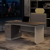 Bureau de direction moderne avec tiroir de rangement, en bois de noyer bicolore, pour directeur