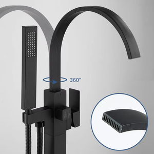 Robinet de baignoire sur pied en laiton massif de luxe avec douchette pour hôtel et villa - Product Image 4