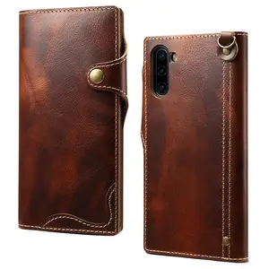 Genuine Leather Flip Mobile Phone Cover For Samsung Galaxy Note 10, Luxury Wallet With Card Solt Case For Note 10