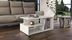 Modern <strong>Rectangular</strong> Bench Coffee <strong>Table</strong> in White for Living Room or Office Home Furniture - Product Image 6