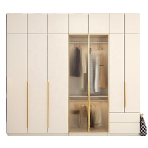 HMHF Nordic Solid Wood <b>Wardrobe</b>, Modern Minimalist Bedroom <b>Storage</b> Cabinet, Floor-to-Ceiling Mesh Door Design - Product Image 1