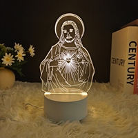 Veilleuse Jésus à succès en 2025 avec motifs musulmans, couleur chaude unique, veilleuse 3D à 3 couleurs réglables pour la prière
