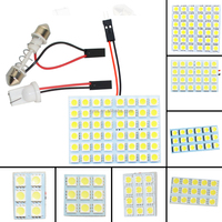 Éclairage intérieur automobile 6 LED 9 LED 12 LED 15 LED 18 LED 24 LED 36 LED 48 LED 5050 C5W T10 Ampoule LED pour plafonnier de voiture et panneau intérieur