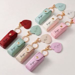 Porte-clés en cuir brodé personnalisé pour rouge à lèvres, avec logo sur mesure, cadeau d'entreprise pour promotion commerciale et événement de marque - Product Image 4