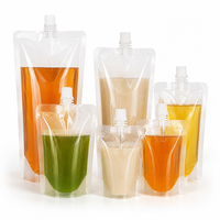 Sachet Doypack en plastique transparent avec bec verseur droit, anti-fuite, pour l'emballage de recharges de boissons, sauces et liquides, vente en gros