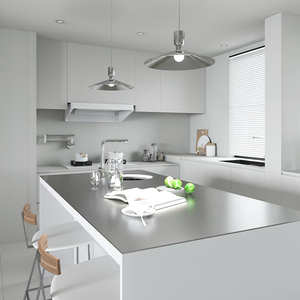Meuble de cuisine moderne en acier inoxydable <span class=keywords><strong>laqué</strong></span> blanc argenté brillant, résistant à la corrosion et à la rouille, pour évier et garde-manger, idéal pour la maison - Product Image 2