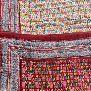 100% algodón Rajasthani bloque impreso hecho a mano lujo cómodo Kantha edredón indio bohemio ropa de cama colcha de algodón Manta - Product Image 1