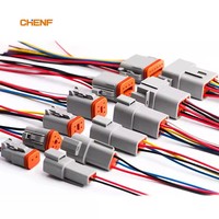 Connecteurs automobiles série DTP mâle/femelle étanches IP68 3A 120V 2/4 broches avec boîtier PA66 et contacts en cuivre, modèles de faisceaux de câbles DTP04-2P