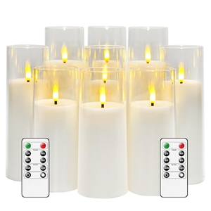 Bougies LED sans flamme scintillantes à piles pour décorations de mariage, Noël, Diwali, Ramadan, Aïd – Ne fondent pas – Bougies LED électriques en plastique - Product Image 1