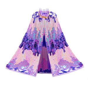 Cape longue scintillante sirène pour filles 2026 – Écharpe de princesse à paillettes pour Halloween, Noël, anniversaire et spectacles sur scène - Product Image 2