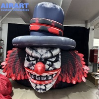Tête de Clown Maléfique Gonflable d'Halloween, Grand Clown d'Horreur Gonflable avec Chapeau Haut-De-Forme pour Décoration de Scène de Maison Hantée