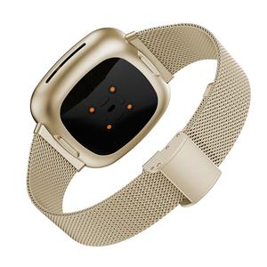 T-Vorm Metalen Gesp Smart Armband Riem Vervangende Riem Voor Fitbit Versa <span class=keywords><strong>3</strong></span> / Sense Roestvrijstalen Milanese <span class=keywords><strong>Loop</strong></span> Horlogeband - Product Image 4