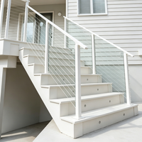 Poteau de balustrade moderne en acier inoxydable noir avec câble, fixation au sol, pour villa, escalier, balcon, terrasse de piscine - Anti-rouille
