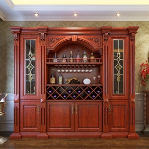 Mueble de Entrada Integrado de Madera Maciza para Comedor y Almacenamiento de Vinos, Mueble de Almacenamiento de Pared para Sala de Estar, Mueble para Té - Product Image 3