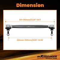 MaXpeedingrods Paire de biellettes de barre stabilisatrice avant réglables 280-330 mm pour Honda Civic 2016 2016-2019