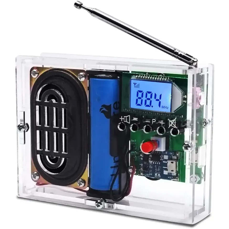 DIY Electronic Kit FM Radio Receiver Module 76-108MHz DIY Radio Speaker Kit Frequency Modification LCD Display Solder Practice