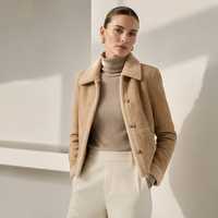 Veste en cuir véritable pour femme, blazer en peau de mouton, coupe courte et régulière, boutonnée sur le devant, pour l'automne et l'hiver
