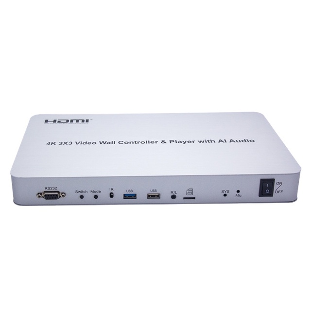 High Quality 4K 3*3 Dynamic Image Wall Video Wall Controller & USB Player With AI Audio