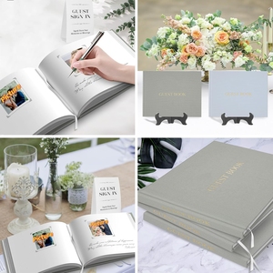 Recuerdo personalizado para recepción Baby Shower Aniversario Tela Libro de invitados de boda Libros de visitas de tapa dura personalizados para boda - Product Image 5