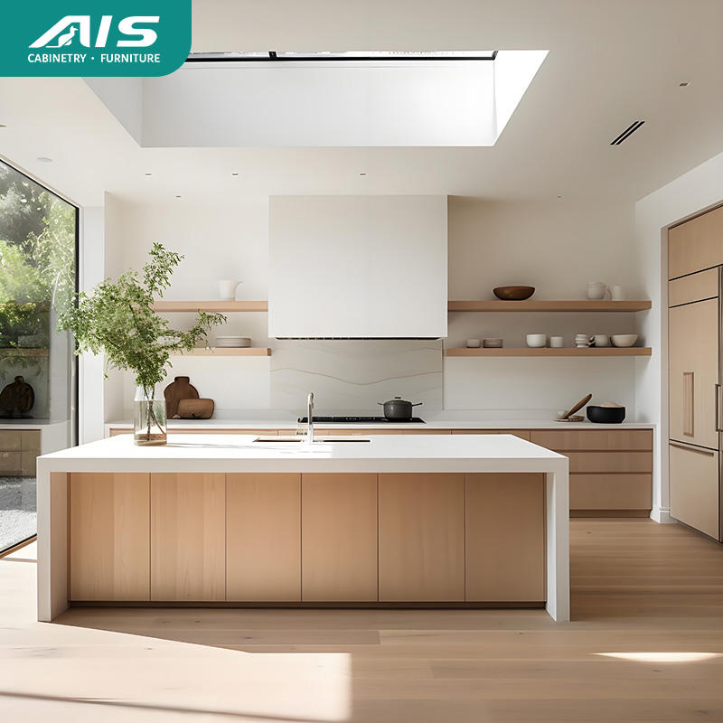 AIS 2025 Modern Custom High White Gloss Solid Wood Lacquer Kitchen ...