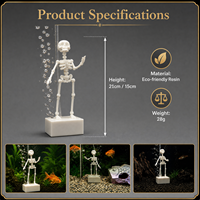 Décoration d'Halloween : Squelette Dansant Imprimé en 3D pour Aquarium, Boîte en Plastique avec Mouvement Dynamique à Propulsion d'Air, Attraction Lumineuse, Nouveauté Fêtes