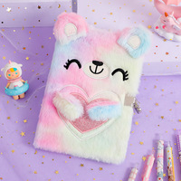Unnjoy-diario de felpa de artoon con cerradura para niña y estudiante, regalo para niños, cuaderno de princesa con cerradura