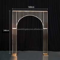 K26 Décorations de table de mariage modernes et durables de haute qualité, arche en métal doré de 90 cm avec support à fleurs pour accessoires de dîner aux chandelles