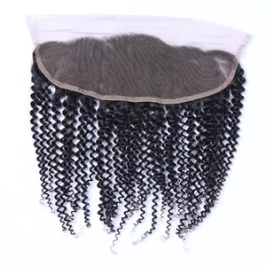 Xoăn 13X4 Ren Phía Trước Đóng Cửa Sâu Sóng Phía Trước Ren Trong Suốt Phía Trước Với 100% Tóc Trinh Nữ 100% Tóc Con Người Màu Sắc Tự Nhiên - Product Image 3