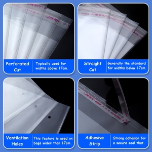 Sacs cellophane auto-scellants 100 pièces/paquet sacs à biscuits refermables transparents auto-adhésifs pour emballer les biscuits, les vêtements, les produits - Product Image 6