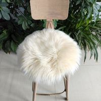 Coussin en fausse fourrure élégant et confortable, coussin rond en fausse fourrure à poils longs pour chaise de salle à manger et tabouret de coiffeuse