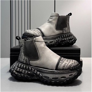 Zapatos casuales de alta calidad para hombres, tendencia de moda al aire libre, suela gruesa, botas cortas de motocicleta que aumentan la altura - Product Image 1