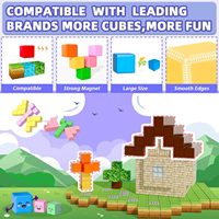 Ensemble de cubes de construction magnétiques pour adolescents et adultes, blocs sensoriels colorés, apprentissage éducatif STEM, construction créative empilable en plastique
