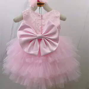 新生児の幼児の女の子プリンセスバプテスマドレス女の赤ちゃん1歳の誕生日パーティーの服花の洗礼ボールガウン