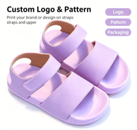 Sandales à lanières pour filles, motif dessin animé mignon, chaussures d'école violettes, semelle EVA, fermeture auto-agrippante, baskets décontractées à la mode pour enfants