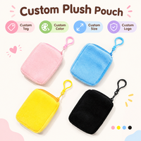 Porte-monnaie en peluche couleur bonbon mignon, sac à monnaie portable doux, petite pochette en peluche pour accessoires de rangement souples pour les voyages et l'usage quotidien
