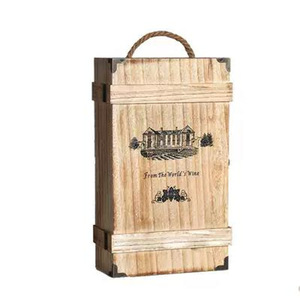 Caja de regalo de madera para vino, doble botella, madera de pino, hecha a mano, diseño rectangular de castillo, para empaque de vino - Product Image 5