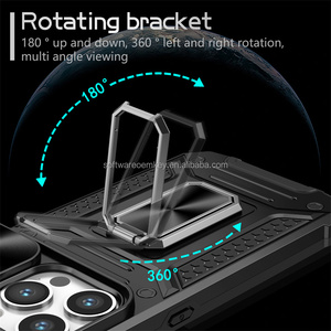 Robot antichoc support rotatif coque de téléphone <span class=keywords><strong>guide</strong></span> magnétique intégré couvercle d'objectif coulissant pour iPhone 12 13 14 15 Pro Max - Product Image 2