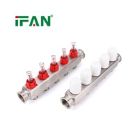 Manifold Baja Tahan Karat IFAN 2-12 Jalur untuk Pemanas Lantai, Distribusi Air Pipa PEX, Manifold Pemanas Bawah Lantai