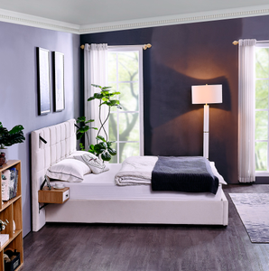 Modern Luxury King Size Wood Frame Bed <b>Set</b> Wholesale Home Furniture Adjustable for Living Room Includes Fabric Components - Product Image 5