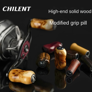 CHILENT moulinet bouton à main poignée en <span class=keywords><strong>bois</strong></span> massif moulinet de pêche poignée bûches naturelles outil de pêche Construction en <span class=keywords><strong>bois</strong></span> naturel outil de pêche - Product Image 2