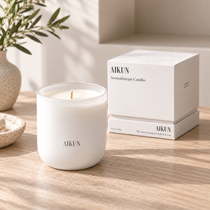 Bougie parfumée en verre AIKUN, fabriquée à la main, à base de cire de soja, à combustion propre, aromathérapie, emballage personnalisé, cadeau pour les collections de spa - Product Image 1