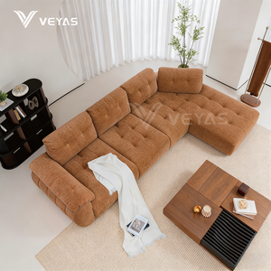 Canapé modulaire en tissu sherpa carré, texture bouclée moelleuse avec une sensation chaleureuse et confortable, canapé sectionnel moderne rembourré - Product Image 1