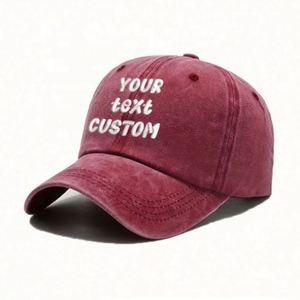 Custom Vintage Red Embroidered Baseball Cap Adjustable Cotton <b>Hat</b> with White Logo Sporty Dobby Terry Fabric <b>for</b> Streetwear Gifts - Product Image 1