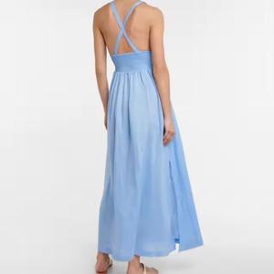 Nuevo Vestido Elástico sin Mangas Sexy 2025, Vestido de Verano con Cuello en V, Vestido de Punto de Algodón y Lino para Mujer - Product Image 2