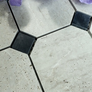 Mosaico <span class=keywords><strong>de</strong></span> Travertino Moderno <span class=keywords><strong>de</strong></span> Alta Gama para Decoración <span class=keywords><strong>de</strong></span> Paredes Exteriores, Uso en Hoteles, Piscinas y Villas, 10 mm, Negro y Blanco, Resistente al Agua - Product Image 5