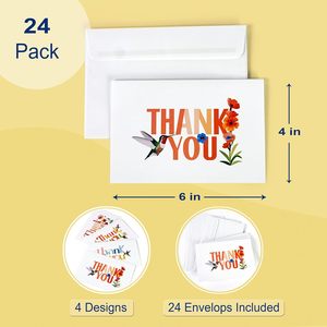 3D Rectangle Thank You Cards 24 Pcs Pop-Up Envelopes 4 Styles Small Business Paper 4 Color Digital Printing <b>Matte</b> <b>Varnishing</b> - Product Image 6