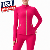 Envío Gratis desde Almacén en EE. UU. Top de Yoga de Manga Larga sin Costuras para Mujer, Nailon y Spandex, Secado Rápido, Ropa Deportiva Activa, 220g