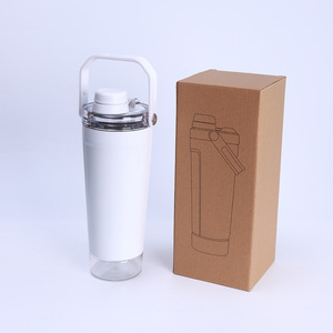 304 Stainless Steel Double Wall Hand Carry Shaker Bottle Gift <b>Set</b> with Small Cups for Workout Camping Car - Product Image 2